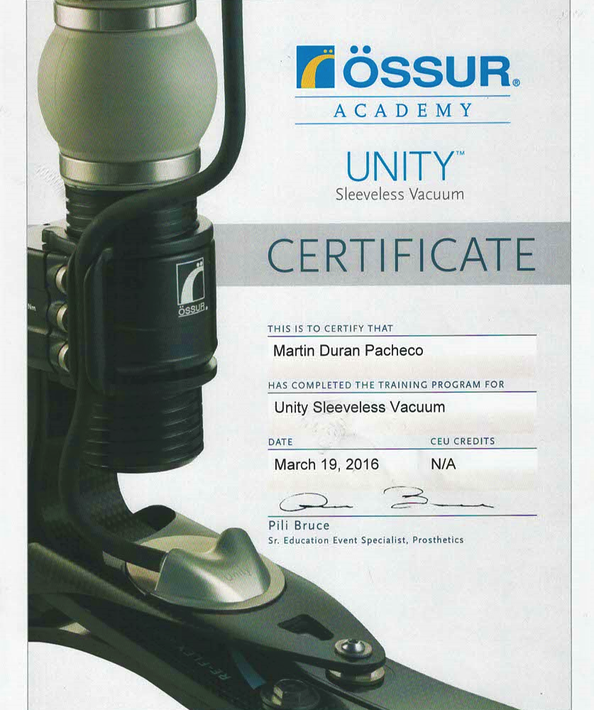 Certificacion Unity Ossur